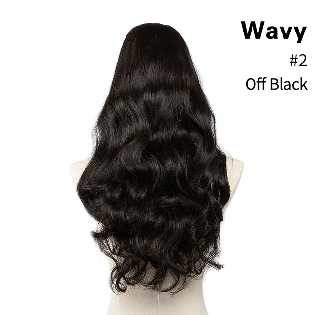 Luxora™ Wavy Off Black Clip-In Hair Extensions