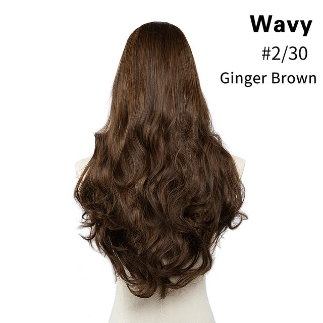 Luxora™ Wavy Ginger Brown Clip-In Hair Extensions
