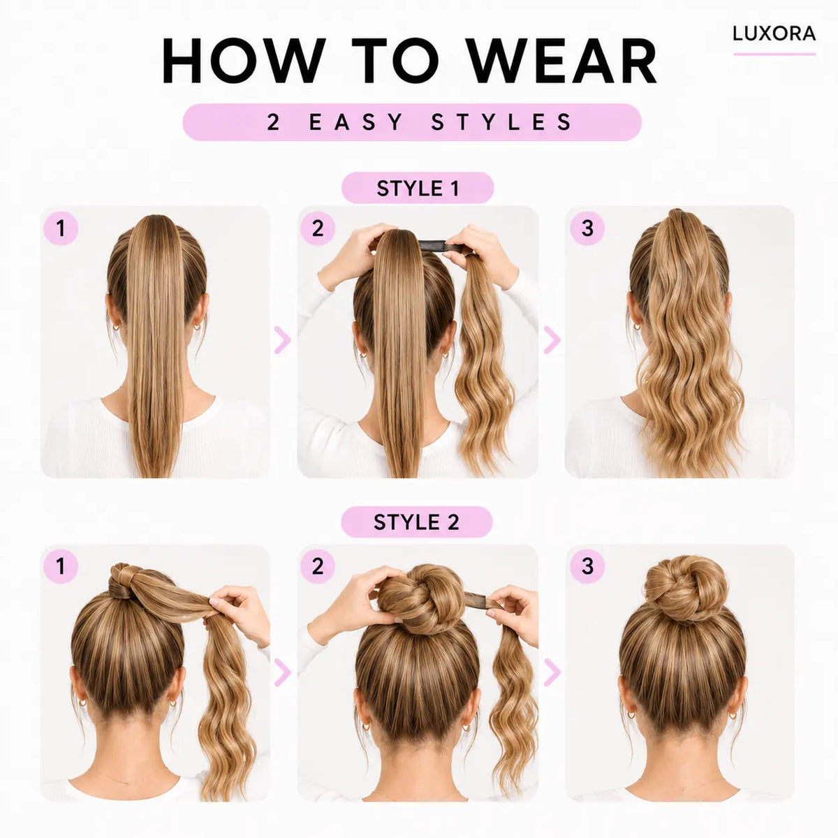 Luxora™ Champagne Blonde Ponytail Hair Extensions