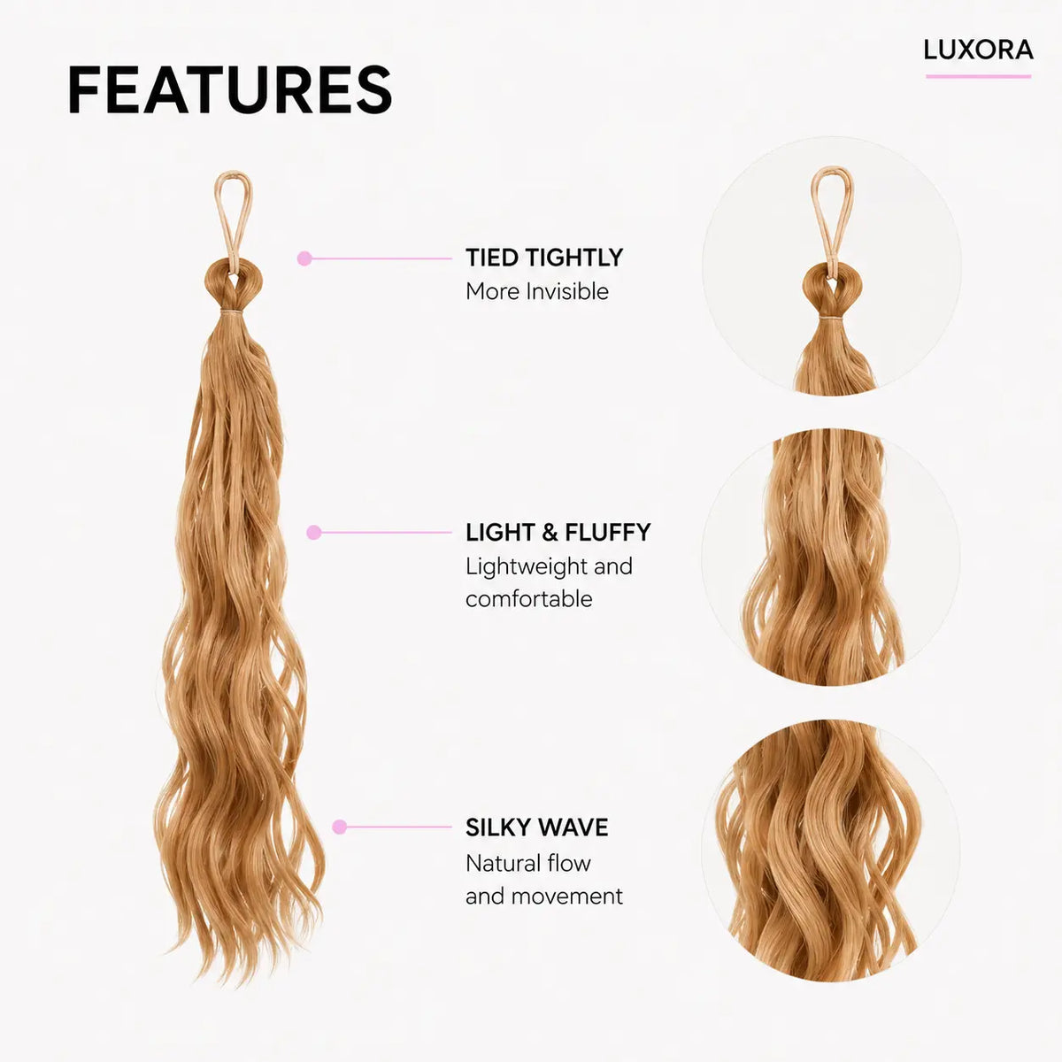 Extensions capillaires en queue de cheval Ruby Wine Luxora™