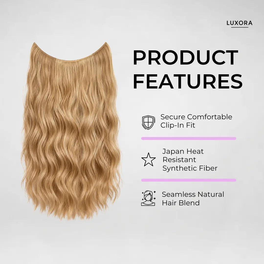 Luxora™ Wavy Golden Auburn Clip-In Hair Extensions