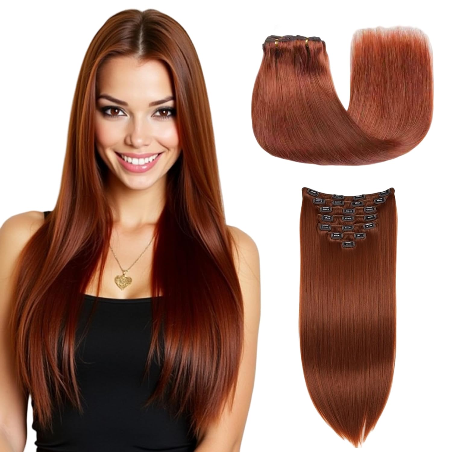 Luxora™ Copper Clip-In Hair Extensions