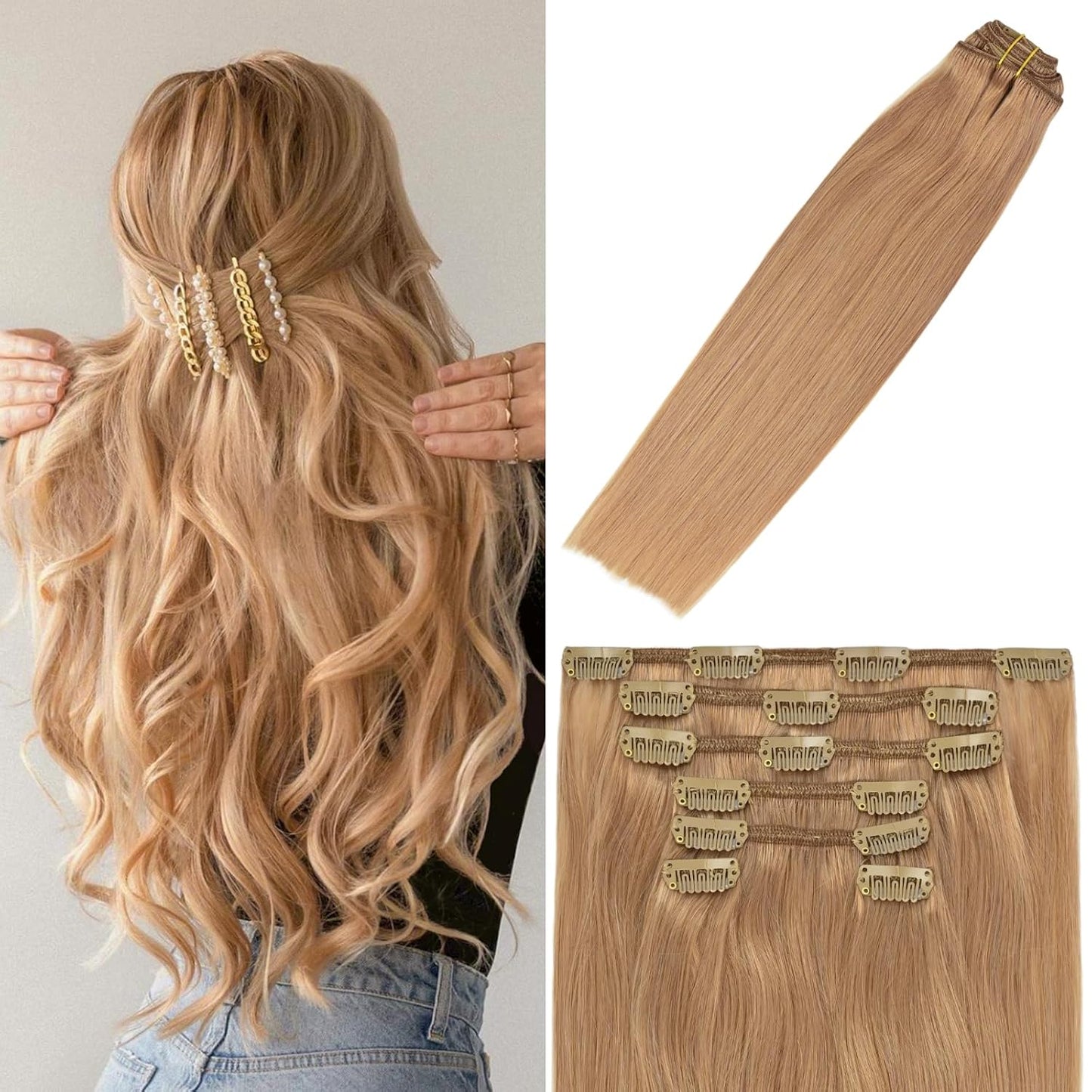 Luxora™ Ash Blonde/Light Honey Blonde Clip-In Hair Extensions