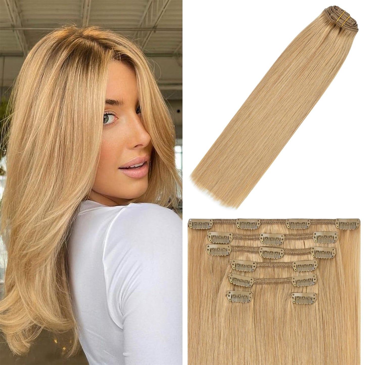 Luxora™ Dark Blonde/Golden Blonde Clip-In Hair Extensions
