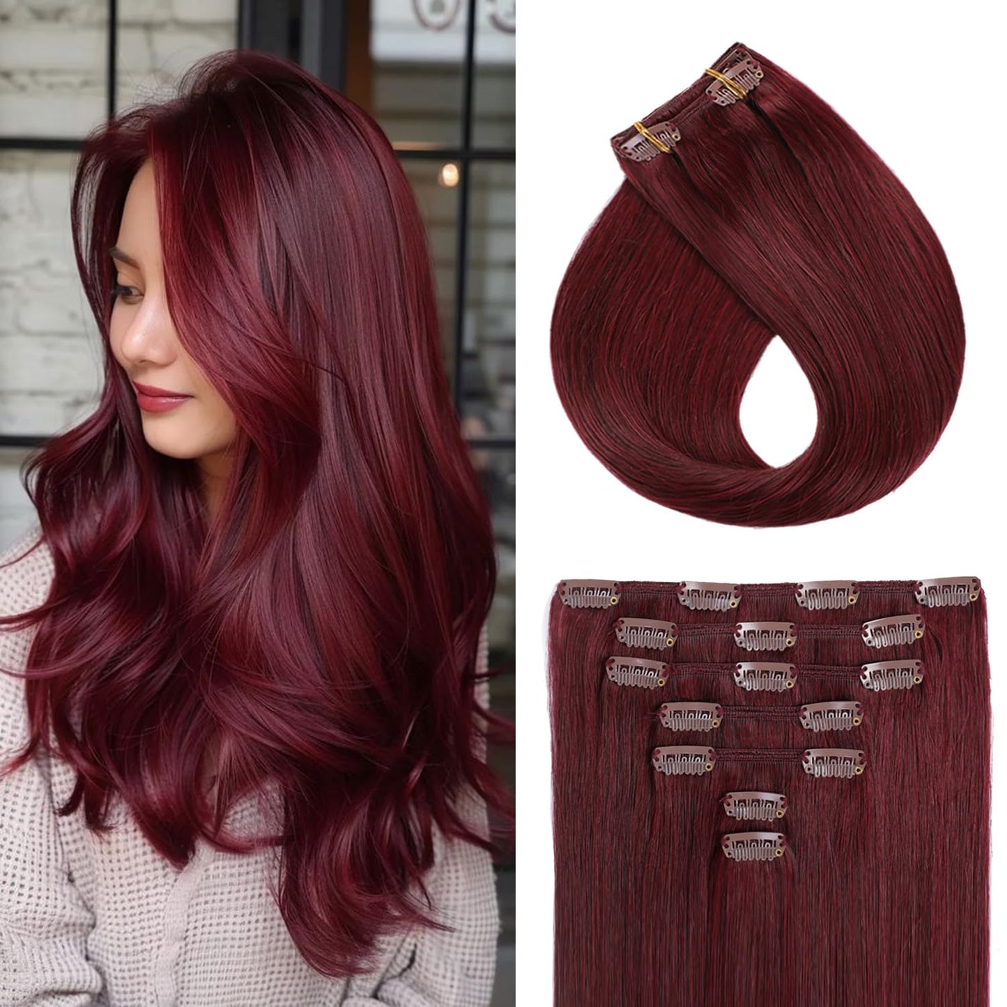 Luxora™ Burgundy Clip-In Hair Extensions