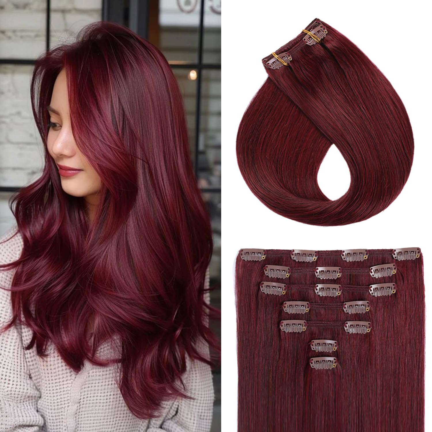 Luxora™ Burgundy Clip-In Hair Extensions