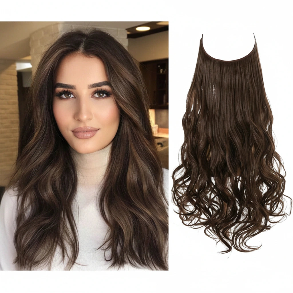 Luxora™ Halo Mocha Brown Hair Extensions