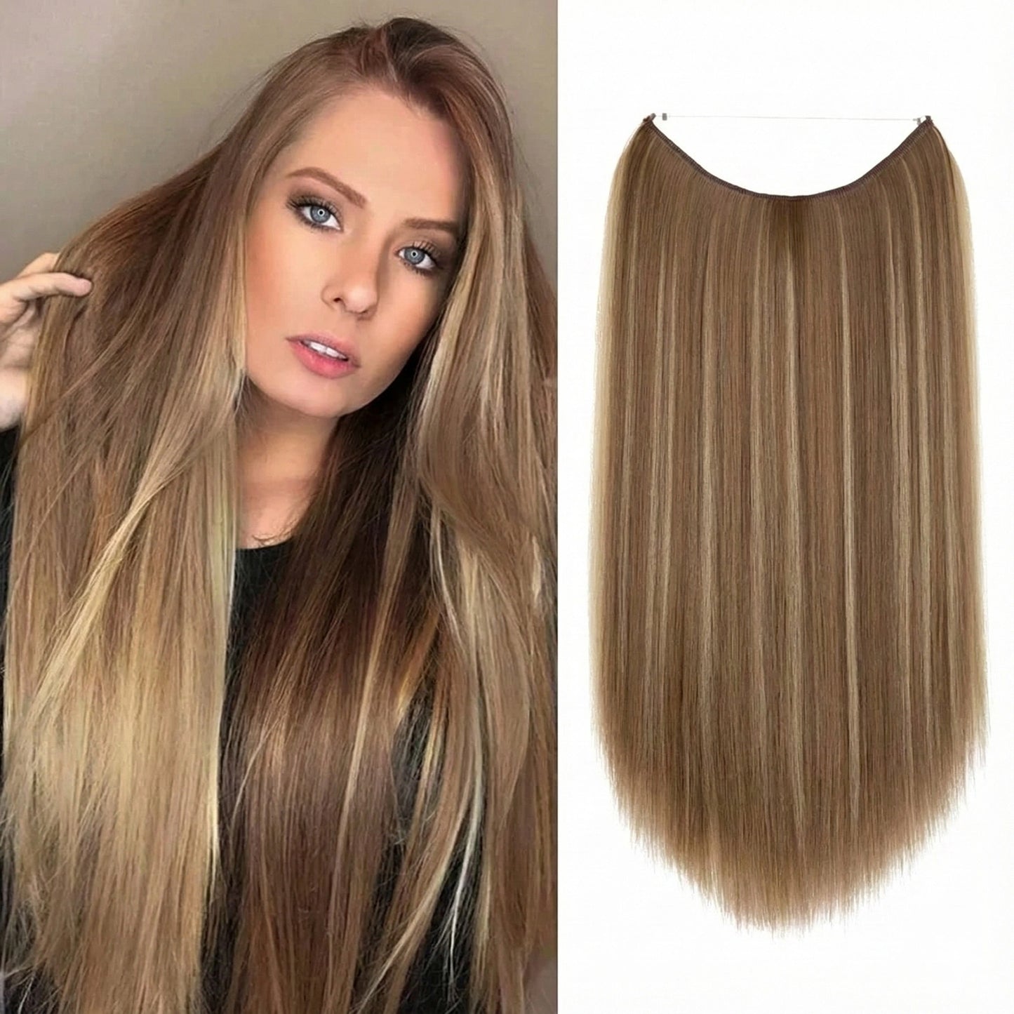 Luxora™ Halo Brown Blonde Straight Hair Extensions