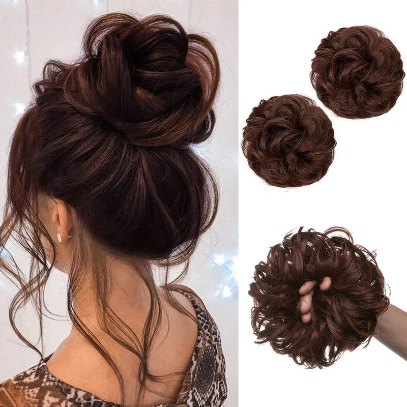 Luxora™ Kastanjebruine Haarbuns (2 Stuks)