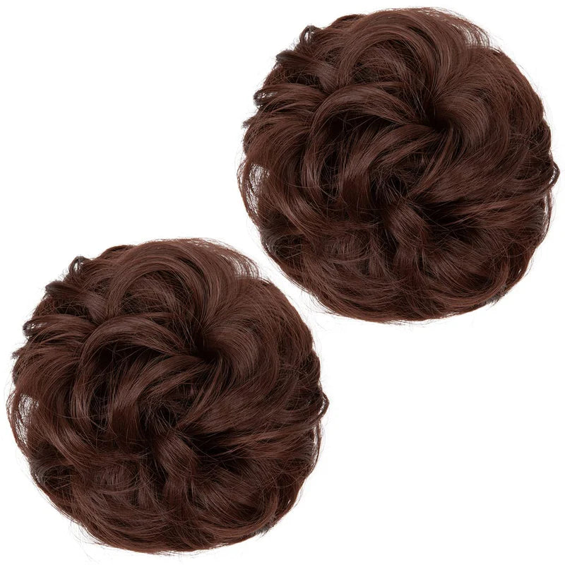 Luxora™ Kastanjebruine Haarbuns (2 Stuks)