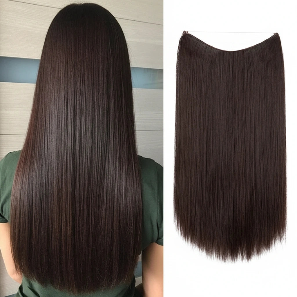 Luxora™ Halo Dark Chocolate Straight Hair Extensions