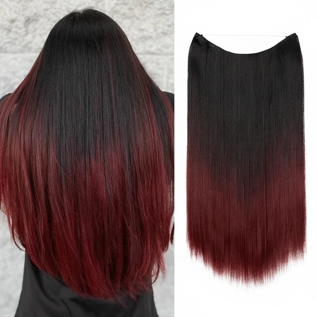 Luxora™ Halo Dark Wine Straight Hair Extensions