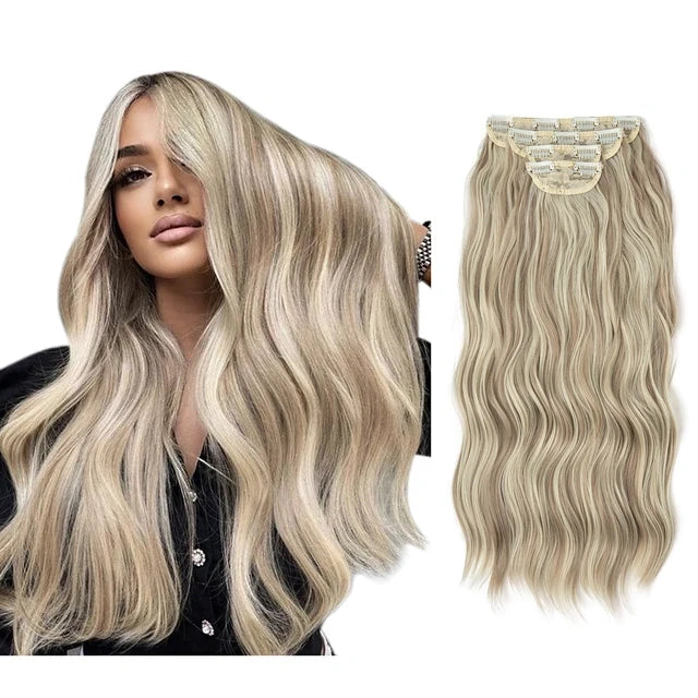 Luxora™ Dark Blonde/Ash Blonde Clip-In Hair Extensions