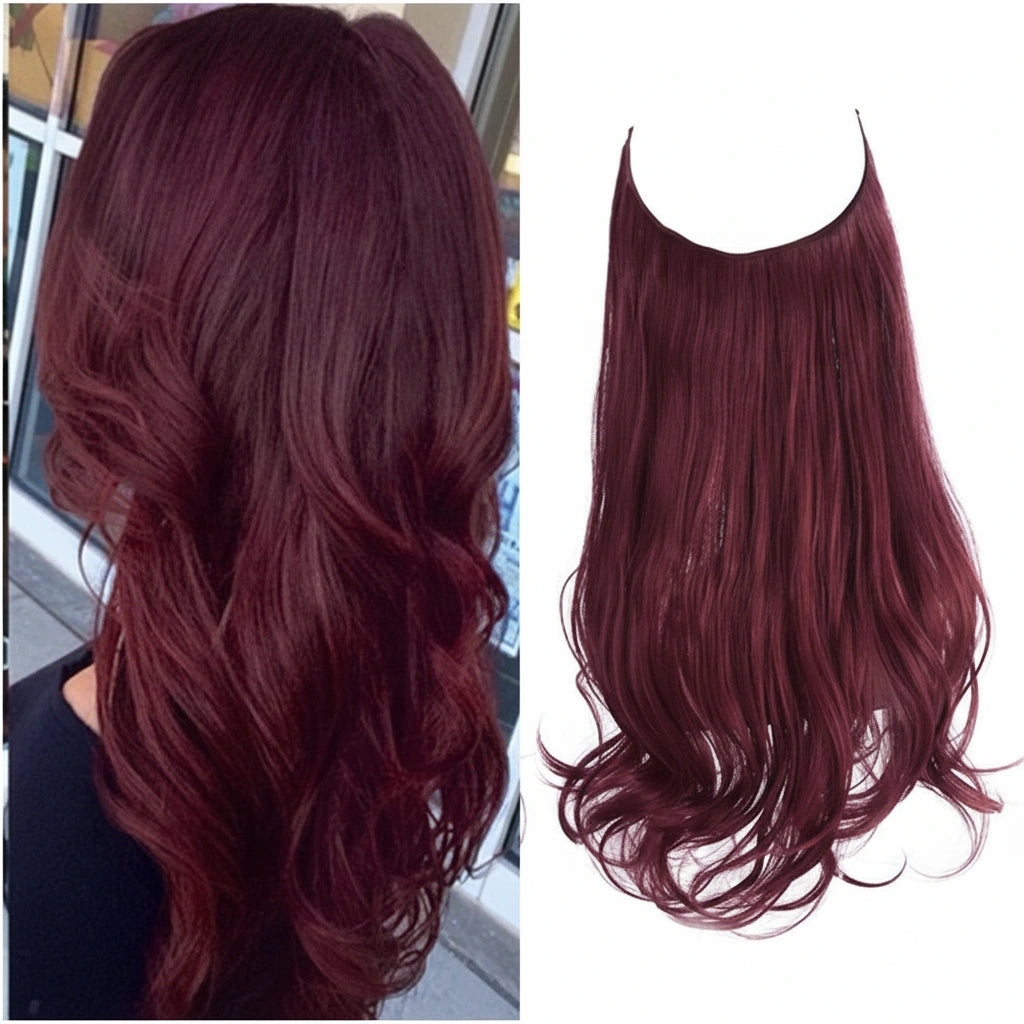 Luxora™ Halo Wine Red Hair Extensions