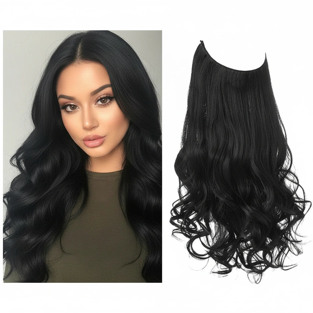 Luxora™ Halo Jet Black Hair Extensions