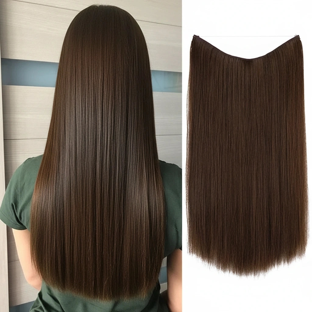 Luxora™ Halo Ginger Brown Straight Hair Extensions