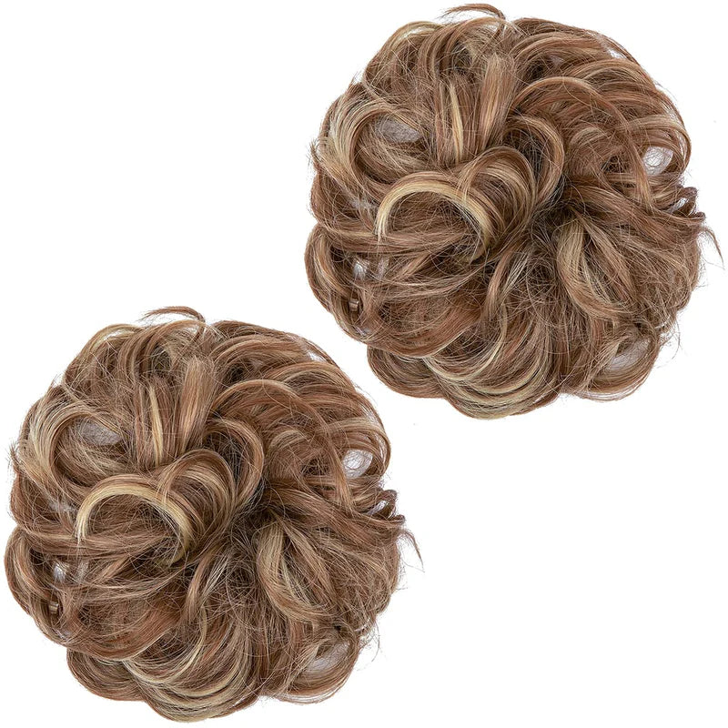 Luxora™ Χρυσό Καφέ / Σφαιρικά Ξανθά-Σταχτί Hair Buns (2 Τεμάχια)