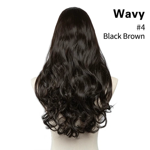 Luxora™ Wavy Black Brown Clip-In Hair Extensions