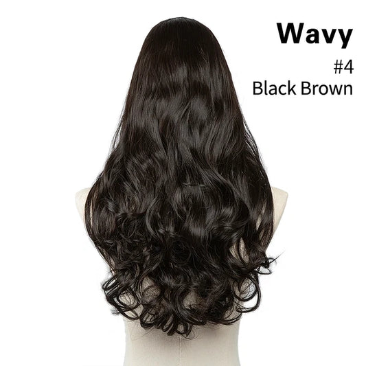 Luxora™ Wavy Black Brown Clip-In Hair Extensions