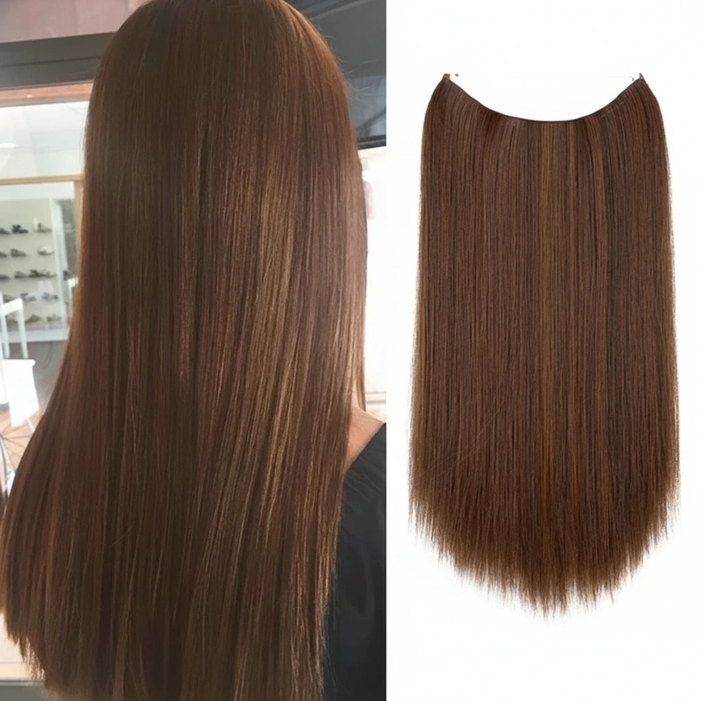 Extensions Halo Luxora™ châtain clair lisses