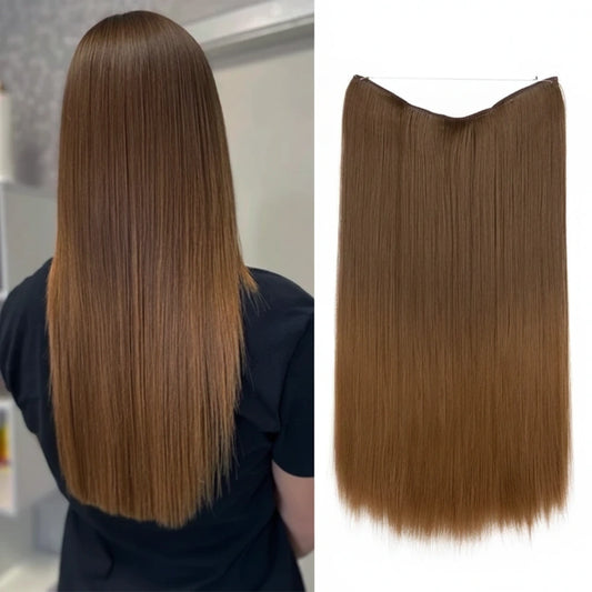 Luxora™ Halo Light Natural Brunette glatte hårforlængelser