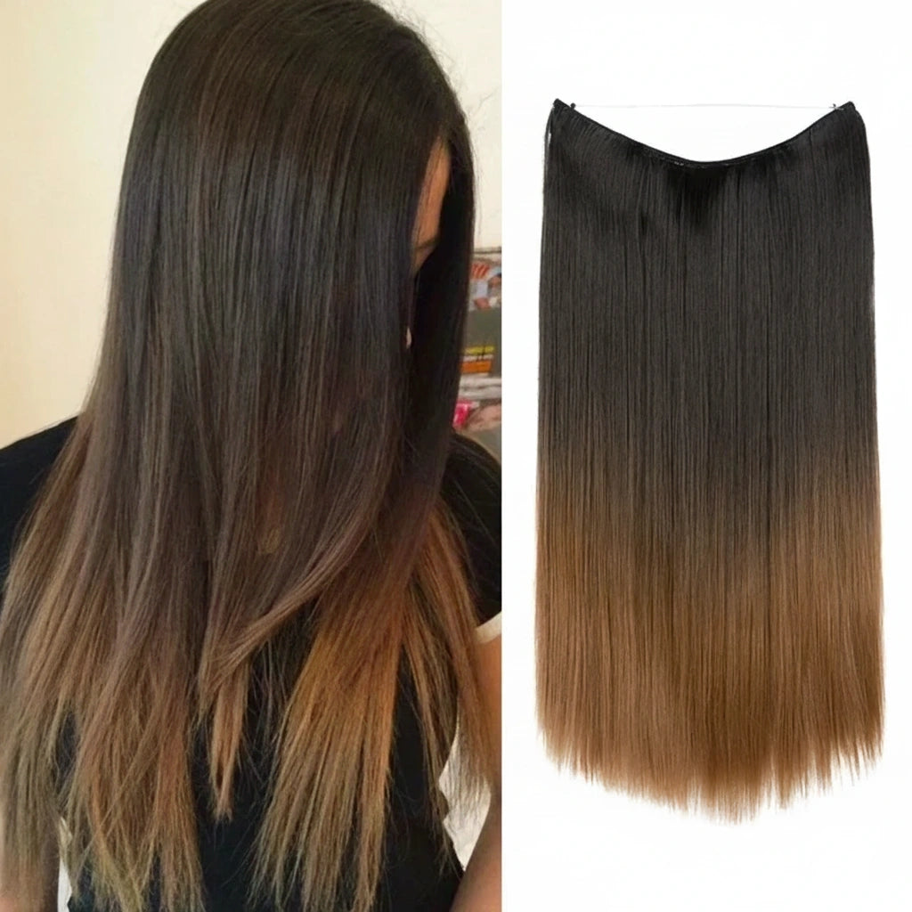 Luxora™ Halo Ombre Brown Straight Hair Extensions