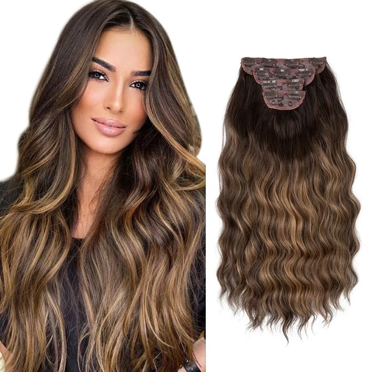 Luxora™ Light Brown with Blonde Clip-In Hair Extensions