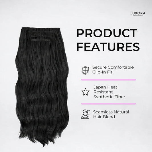 Luxora™ Natural Black Clip-In Hair Extensions