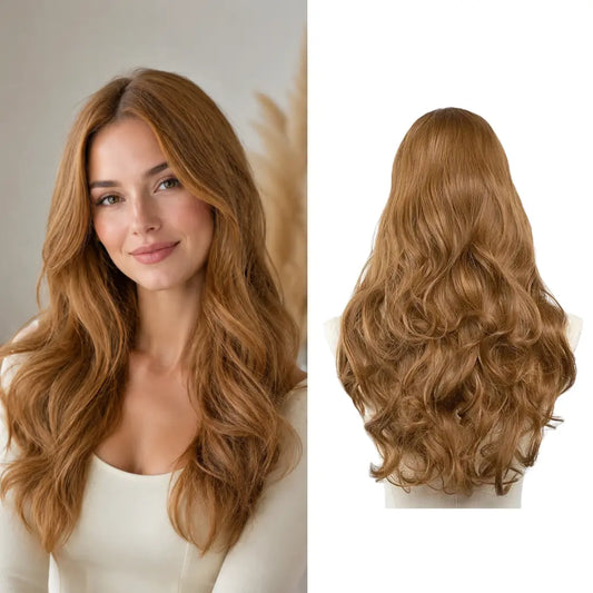 Luxora™ Wavy Golden Auburn Clip-In Hair Extensions