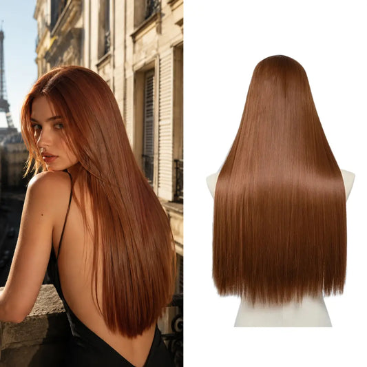 Luxora™ Straight Copper Auburn Clip-In Hair Extensions