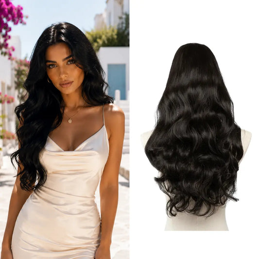 Luxora™ Wavy Off Black Clip-In Hair Extensions