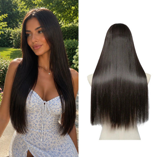 Luxora™ Straight Black Brown Clip-In Hair Extensions
