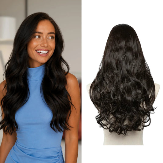 Luxora™ Wavy Black Brown Clip-In Hair Extensions