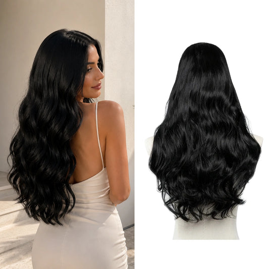 Luxora™ Wavy Jet Black Clip-In Hair Extensions