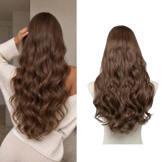 Luxora™ Wavy Medium Brown Clip-In Hair Extensions