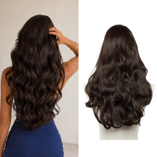 Luxora™ Wavy Dark Brown Clip-In Hair Extensions