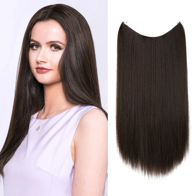 Luxora™ Halo Dark Brown Straight Hair Extensions