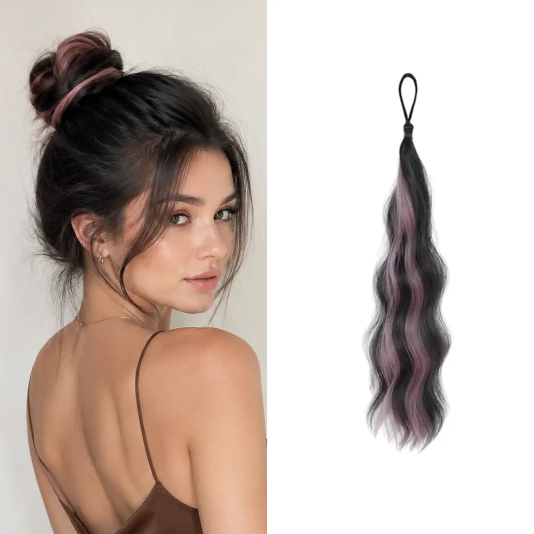 Extensions capillaires queue-de-cheval Luxora™ Rose Noir
