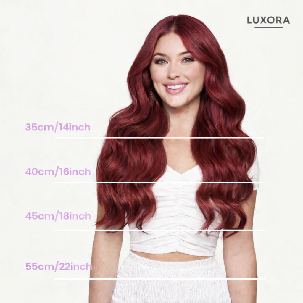 Luxora™ Halo Wine Red Hair Extensions
