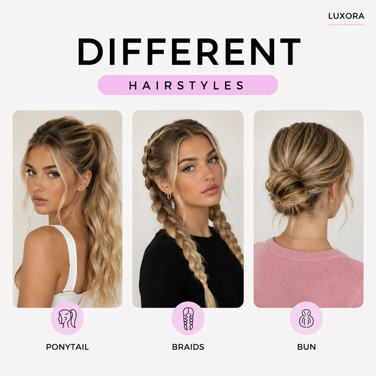 Luxora™ Champagne Blonde Ponytail Hair Extensions