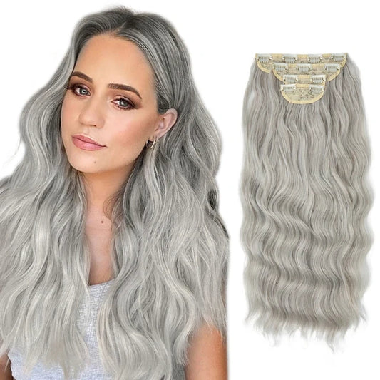 Luxora™ Silver Gray Clip-In Hair Extensions